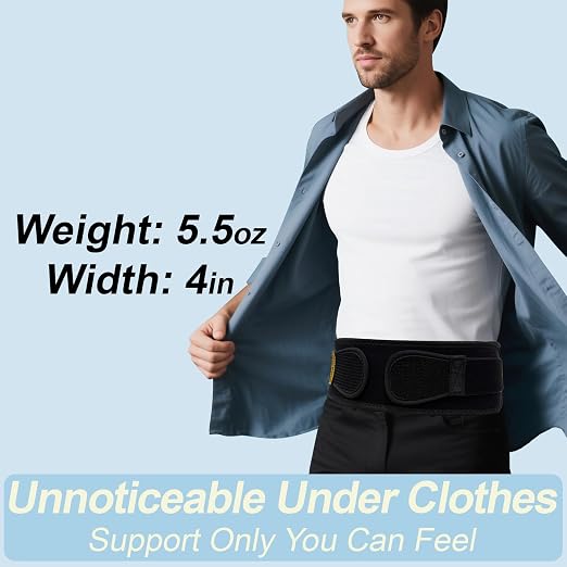 cybryeh Thin & Lightweight Back Brace for Lower Back Pain Relief – Slim, Breathable Back Support Brace for Sciatica, Herniated Disc – Adjustable Lumbar Support Belt for Men & Women, All Day Comfort
