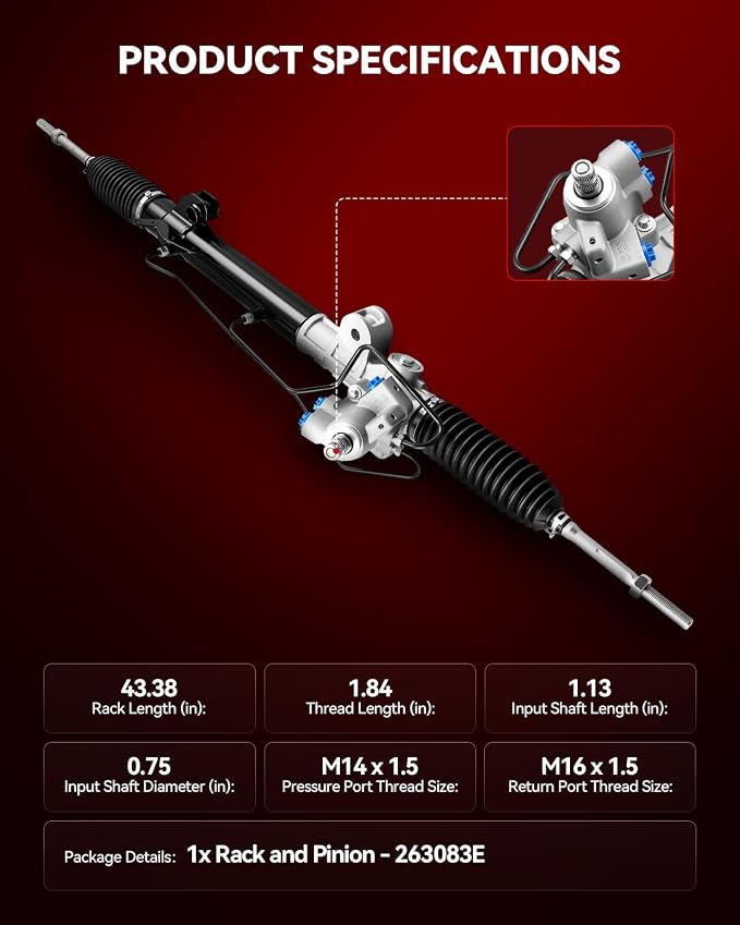 Torchbeam Hydraulic Power Steering Rack and Pinion Replacement for Nissan 2009 2010 2011 2012 2013 2014 Maxima without Electronic Variable Orifice (EVO) Models Replace# 263083