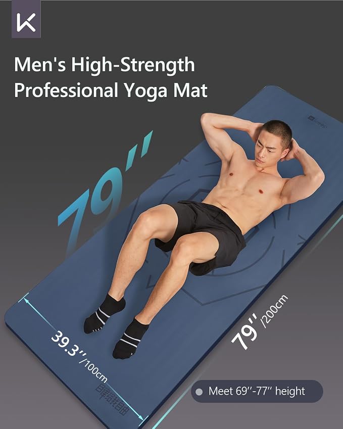 KEEP Extra Wide & Long Yoga Mat for Men, 79"x39"x7mm Thick, Non-Slip TPE Exercise Mat, High-Density Anti-Tear Fitness & Pilates Mat for Tall Users