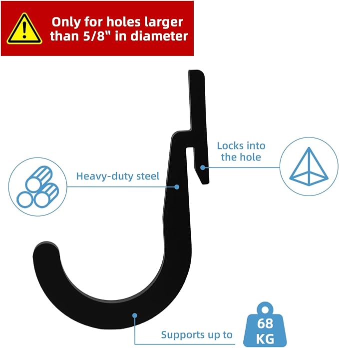 8PSC Power Rack Attachments Hooks,Squat Rack Accessories Hook,DIY Storage Hook for Resistance Bands Barbell Collars and Gym Accessories (8PCS-Black)