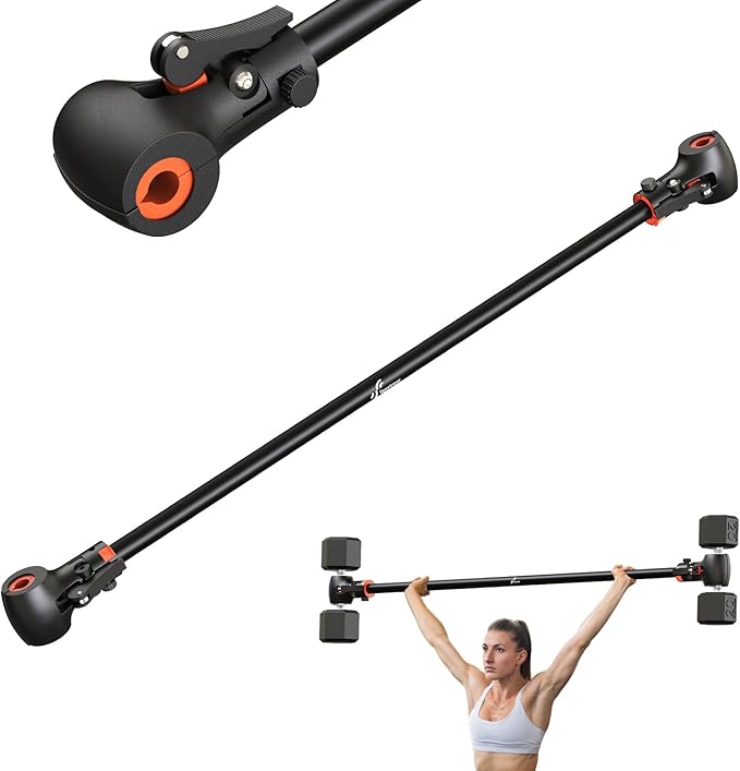 Sportneer Dumbbell to Barbell Converter Bar | Adjustable Fit, 200 lb Capacity, Secure Lock, Tool-Free Setup, 130cm Bar, Full-Body Training, Barbell Feel, Space Saving