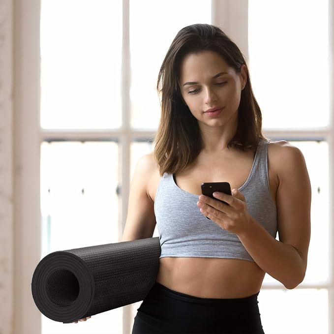 CAMBIVO Extra Long Wide Yoga Mat, Thick PVC Workout Mat | For tall and plus-size, cushioned PVC with non-slip bottom, for home gym pilates barefoot and bodyweight training