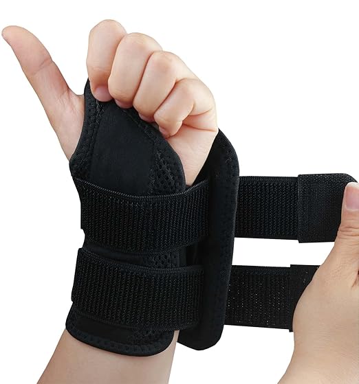 Carpal Tunnel Wrist Brace, Adjustable Wrist Support Brace, Night Wrist Sleep Supports Splints Arm Stabilizer (Left Hand, L/XL, Black)