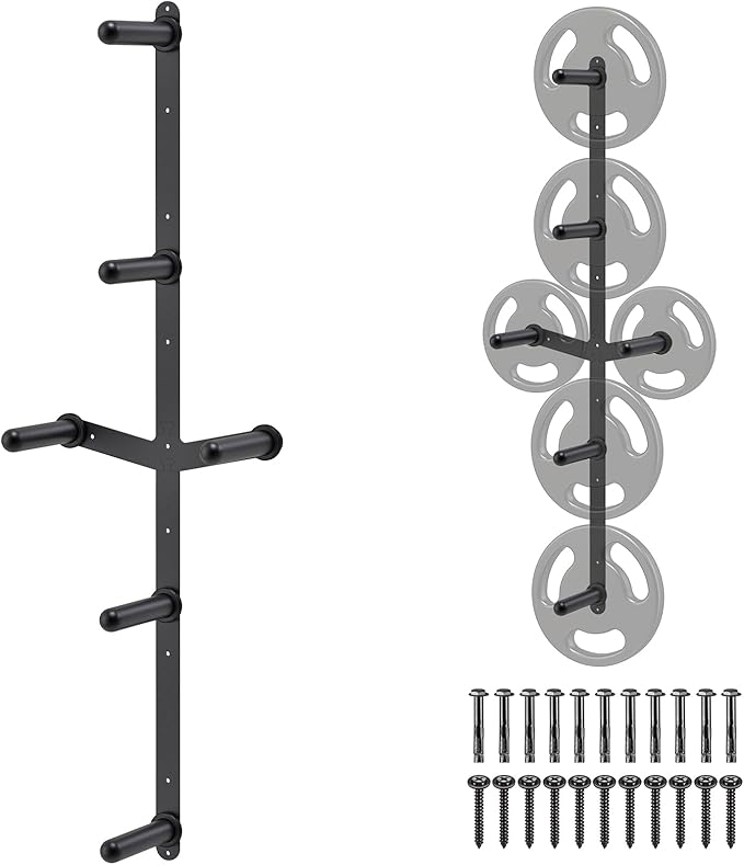 Kipika Weight Plate Storage Rack - Wall Mounted Weight Plate Holder with Durable Steel Construction Organizer for Olympic Plates, 1000lb Capacity, Space-Saving for Home Gym