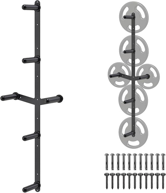 Kipika Weight Plate Storage Rack - Wall Mounted Weight Plate Holder with Durable Steel Construction Organizer for Olympic Plates, 1000lb Capacity, Space-Saving for Home Gym