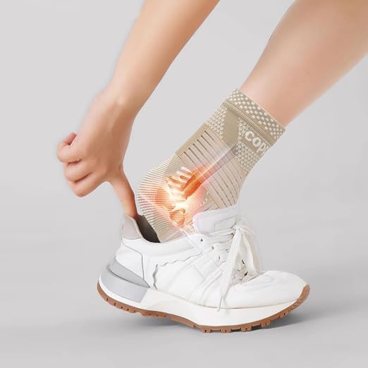 LISEPWU Copper Ankle Brace for Men & Women, Adjustable Compression Bandage | Ankle Compression Sleeve, for Foot Pain, Plantar Fasciitis, Sprained, Achilles Tendonitis, Sports Protection(Skin Tone XL)