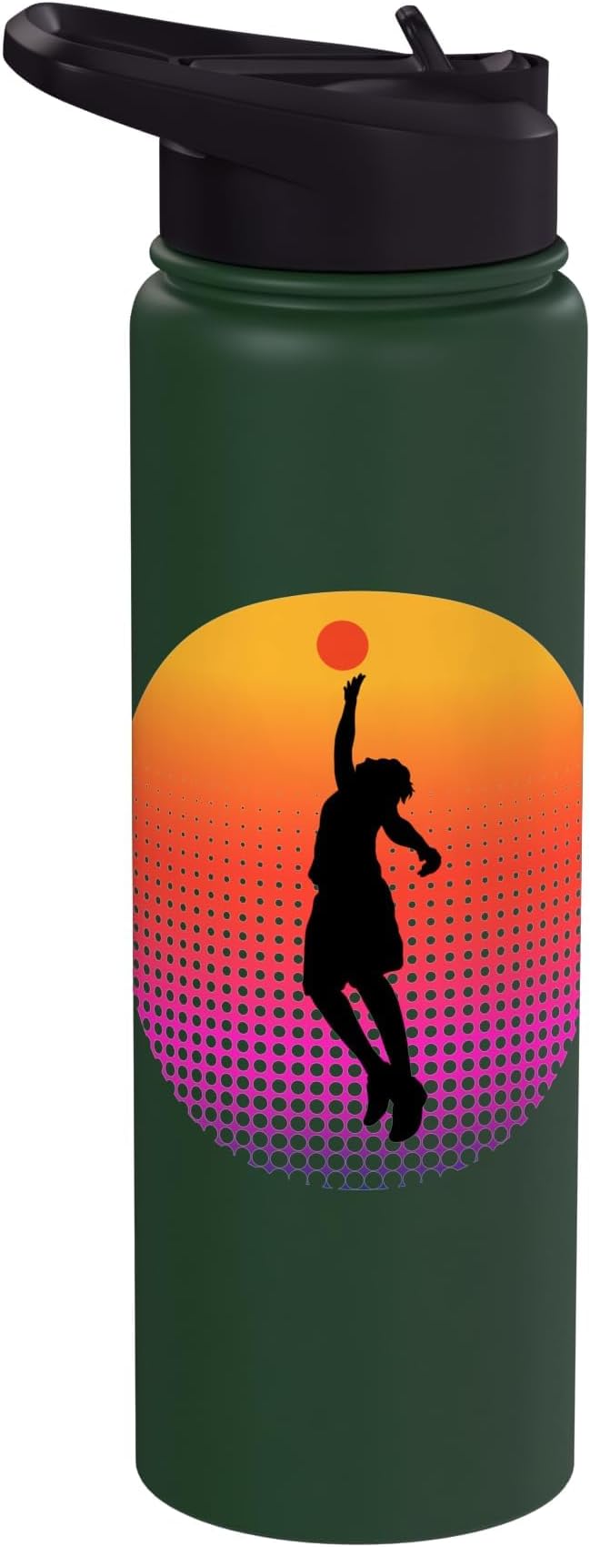 Basketball Game Hoop Slam Dunk Ball Retro Sunset Player Gift Stainless Steel Insulated Water Bottle