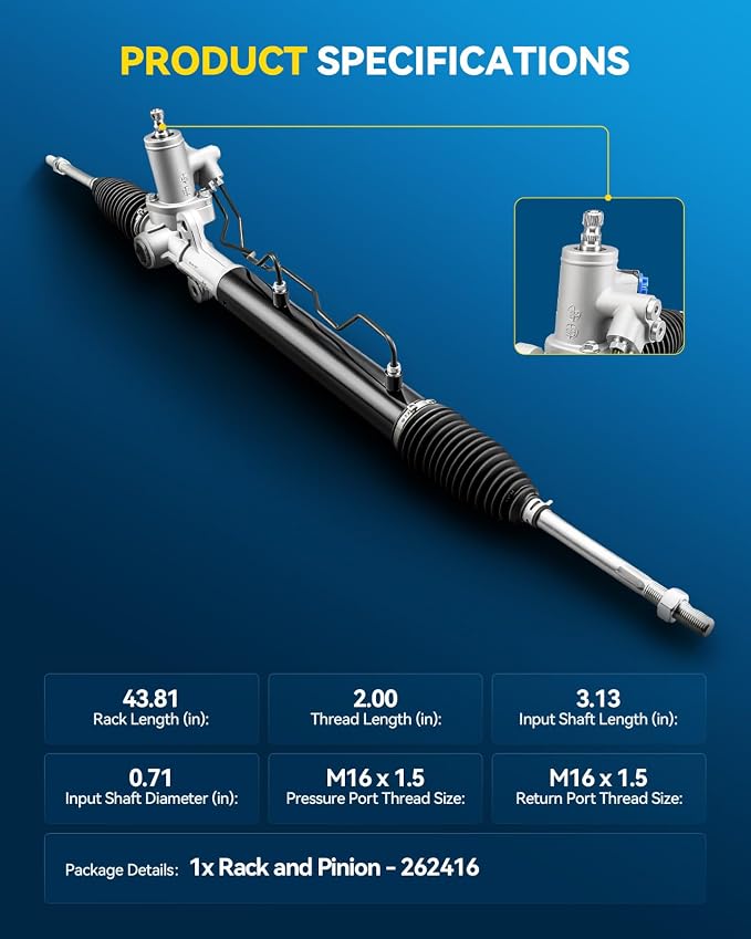 PHILTOP Power Steering Rack and Pinion for 05-10 Sportage, 05-09 Tucson | No.262416, 577001F000, 577242E000