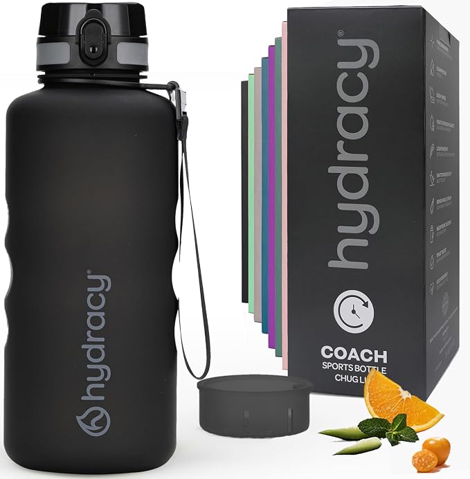 Hydracy Motivational Water Bottle with Time Marker & Fruit Infuser 64 oz | BPA-Free Tritan, Leakproof Flip-Top Lid,No-Sweat Sleeve,Carry Strap,Daily Intake Tracking for Gym,Sports,Outdoors