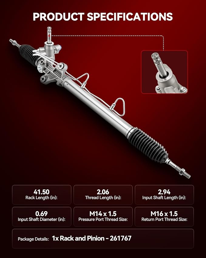 Torchbeam Power Steering Rack & Pinion Assembly Fit for 1994-2001 Integra, 1994-1997 Civic del Sol, Hydraulic System Steering, Replaces OEM 26-1767