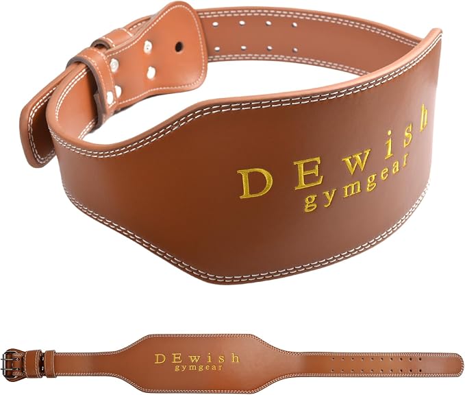 Leather Weightlifting Belt, 10 Adjustable Holes, 4”Width, Double Prong Power Belt for Gym Bodybuilding, weightlifting, powerlifting, squats and deadlifts