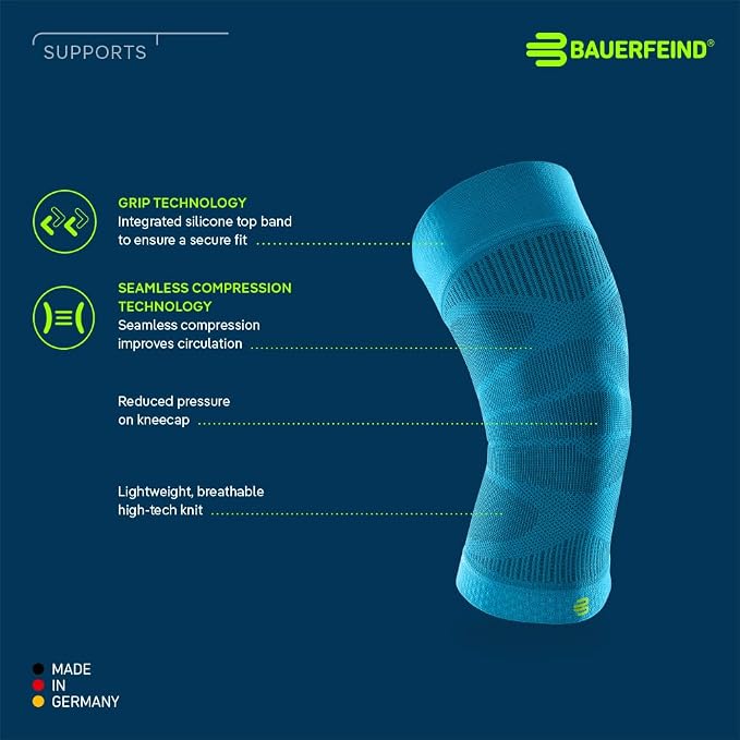 Bauerfeind Sports Compression Knee Sleeve - Lightweight Design with Gripping Zones for Knee Pain Relief & Performance