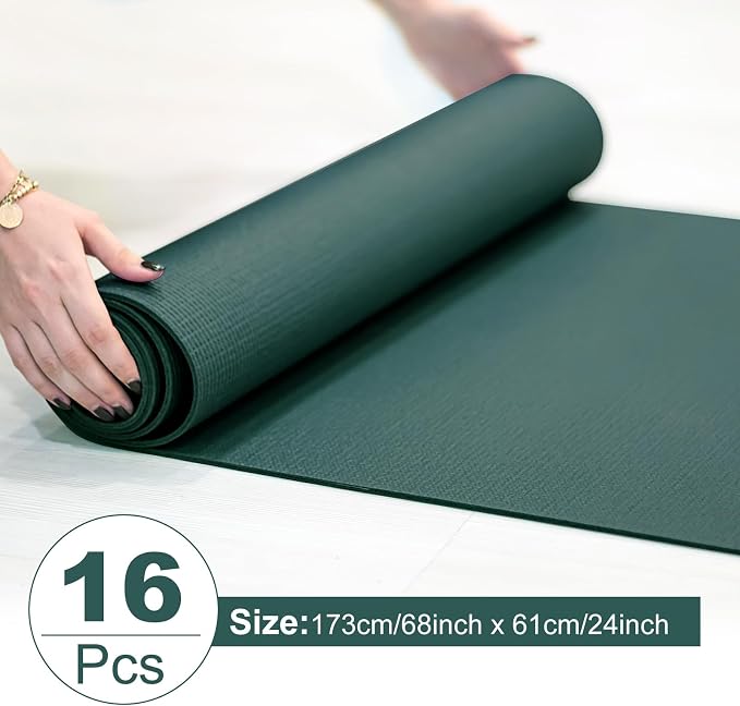Funtery 3 mm Thin Yoga Mats Bulk, 68 x 24 Inches Lightweight PVC Exercise Mats Non Slip Workout Fitness Pads for Yoga Pilates Stretching Classes Gym Home Studio