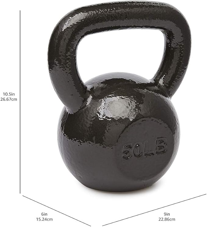 Amazon Basics Cast Iron Kettlebell for Strength Training, Textured Wide Handle, Black