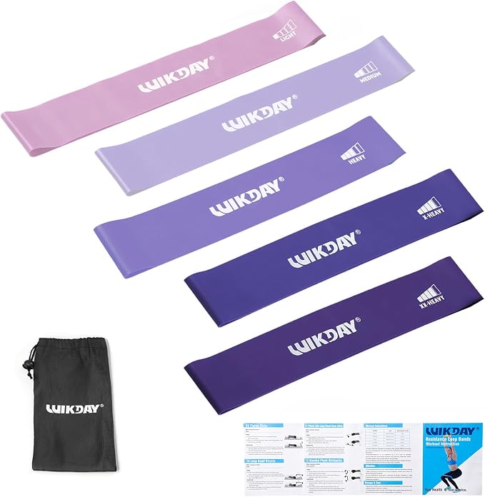 WIKDAY Resistance Bands for Working Out Exercise Loop Bands Workout Bands Set for Men Women Body Stretching, Crossfit Training, Home Workout, Physical Therapy, Booty Legs, Set of 5
