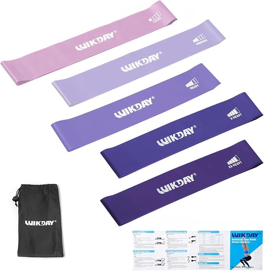 WIKDAY Resistance Bands for Working Out Exercise Loop Bands Workout Bands Set for Men Women Body Stretching, Crossfit Training, Home Workout, Physical Therapy, Booty Legs, Set of 5