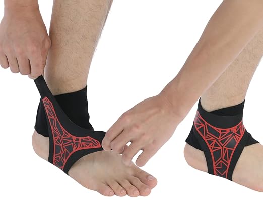 SUJAYU 2 Pack Ankle Brace & Elastic Supports for Men & Women, Ankle Support Ankle Compression Sleeve, Plantar Fasciitis Relief Achilles Tendonitis Brace Achilles Tendonitis Wrap (Red, S/M)