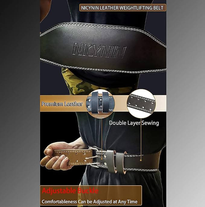 Leather Weight lifting Belt for Men 6in Gym Training Fitness Belt | Men Weight lifting Belts 6 Inch Padded Lumbar Back Support Belt Workout Waist Brace for Weightlifting Training Fitness Belt
