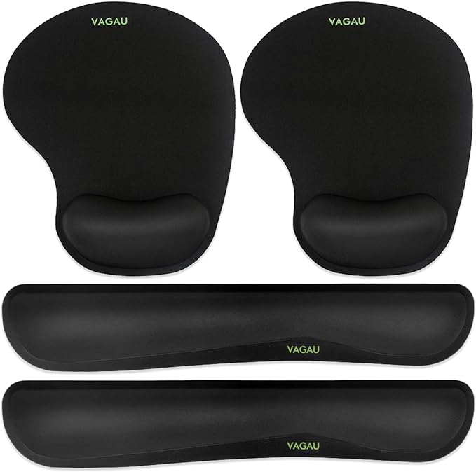 VAGAU Premium Keyboard Wrist Rest and Mouse Pad Wrist Support for 2 Pack | Ergonomic Memory Foam Set for Office, Laptop, Mac, Computer and Gaming, Comfortable Typing &Wrist Pain Relief