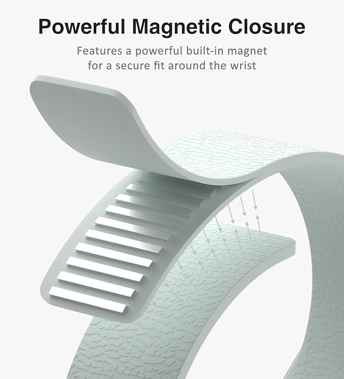 Magnetic Silicone Band Compatible with Apple Watch Band Ultra 3/2/1 & SE 3/2/1 & Series 11 10 9 8 7 6 5 4 3 49mm 46mm 45mm 44mm Strong Magnetic Clasp, Waterproof & Adjustable (Pale Mint)