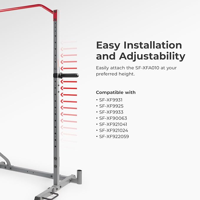 Sunny Health & Fitness Power Cage Squat Rack Attachments for Home Gym | Strength Training, Expanded Workout Variety, Durable Construction, Secure Fit, Quick Installation, Versatile Exercise Support