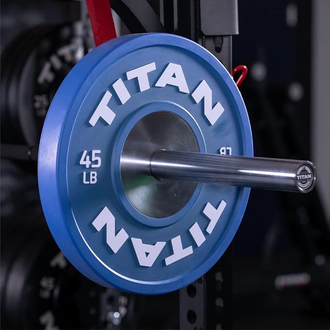 Titan Fitness Elite Olympic Bumper Plates, Competition Weight Plates, Rubber with Steel Hub Insert, Sold as a Pair, for Olympic Weightlifting and Cross-Training Workouts
