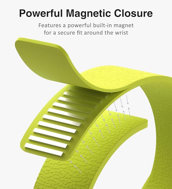 Magnetic Silicone Band Compatible with Apple Watch Band 42mm 41mm 40mm 38mm Series 11 10 9 8 7 6 5 4 3 & SE 3/2/1 Strong Magnetic Clasp, Waterproof & Adjustable (Fluorescent green)
