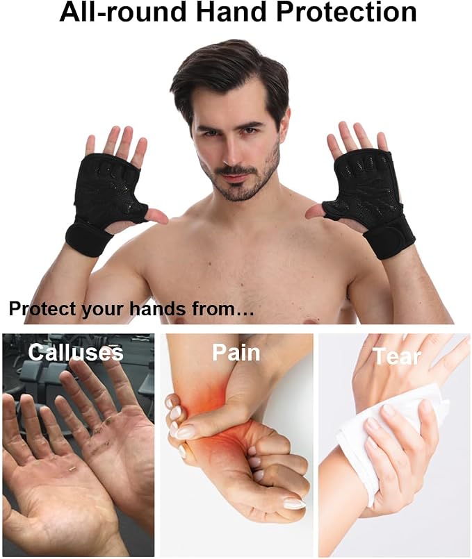 SUJAYU Weight Lifting Gloves, Wrist Wraps Wrist Straps for Weightlifting, Lifting Wrist Wraps Gym Gloves for Men Workout Gloves for Men Workout Gloves Women