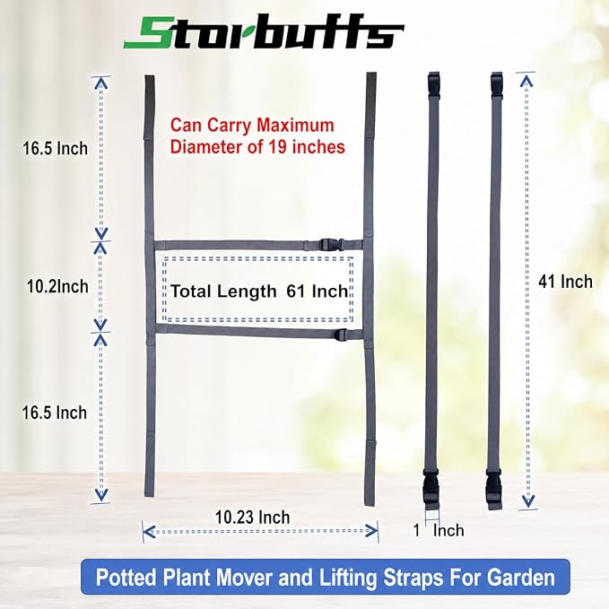 Potted Plant Mover and Lifting Straps for Garden, Landscaping Lifting Straps, Move Heavy Garden Objects:Garden Flower Pots, Planters, Trees, Rocks, Gray, Middle and Small