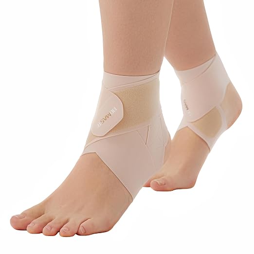 Ultra Thin Ankle Wraps Ankle Brace for Men ＆ Women, Adjustable Ankle Straps for Arch, Sprained Foot, Tendinitis, Football, Basketball, Running（Misty Rose, 2 Pack）