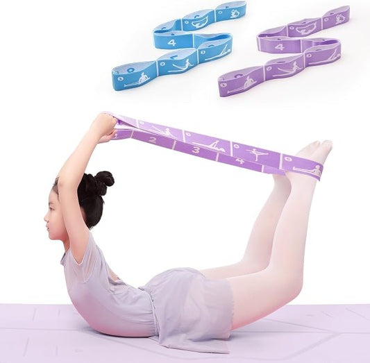 2-Pack Adjustable Kids Dance Stretch Bands - 8-Loop Elastic Bands for Ballet, Latin, Yoga, Gymnastics & Stretching - Flexible, Multi-Section Design for Dance Training & Flexibility