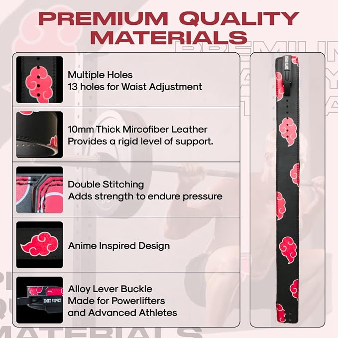 Anime Lever Belt, Weight Lifting Belt, Heavy Duty Powerlifting Weightlifting Gym Belt for Deadlifts Squats Back Support