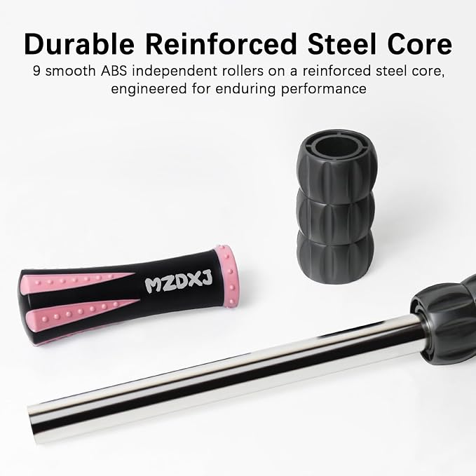 Muscle Roller Massage Roller Stick- Deep Tissue Fascia Blaster for Myofascial Pain Relief, Lymphatic Drainage & Body Sculpting, Handheld Physical Therapy & Recovery Tool (Pink Black