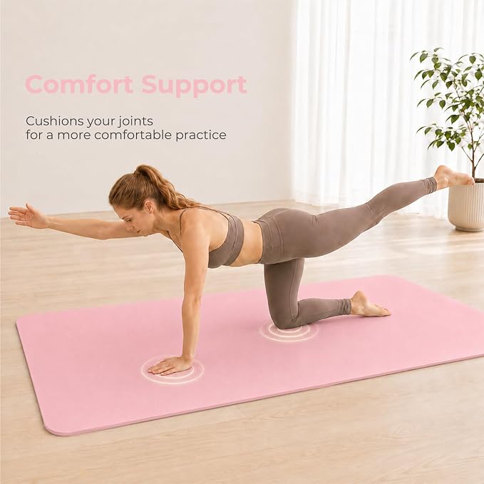 Yoga Mat 72''x24''/35''(8mm/10mm) for Beginners, Thick and Wide Yoga Mat with Carrying Strap for Pilates, Stretching and Home Workout