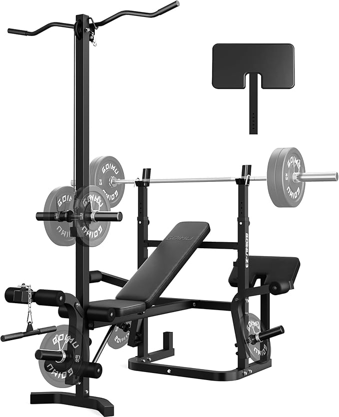 Z3 900LBS Olympic Weight Bench Set with Leg Extension, 9 in 1 Workout Press with Preacher Curl Pad and LAT Pulldown, Strength Training Bench for Home Gym