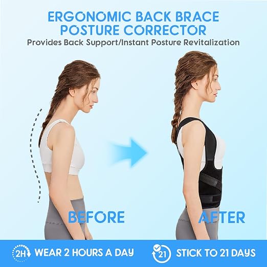 Posture Corrector for Women/Men Adjustable Full Back Brace Support | Upper & Lower Back for slouching,breathable&Lightweight,Back Pain Relief,Shoulder Straightener