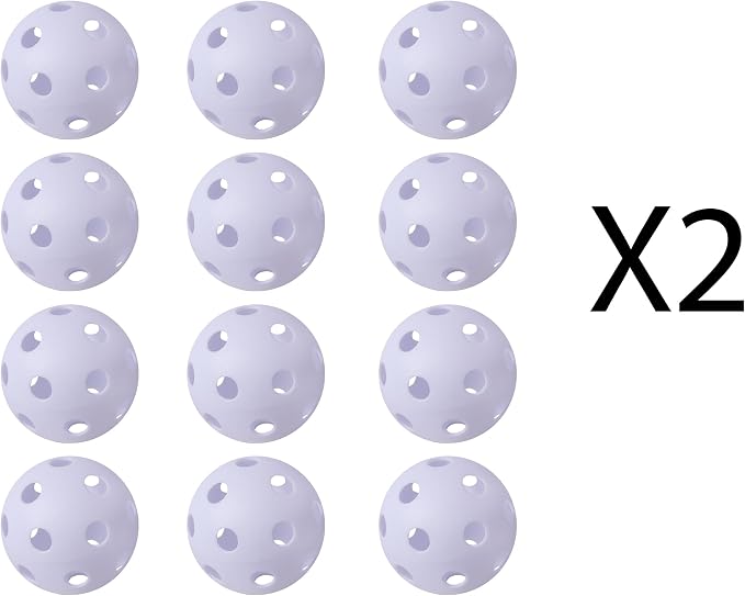 GSE Plastic Practice Baseballs, Hollow Airflow Softballs Training | 26-Holes Lightweight Balls, for Pitching, Batting, Catching for All Skill Levels, for Indoor & Outdoor Games, 2.75", 0.9 oz