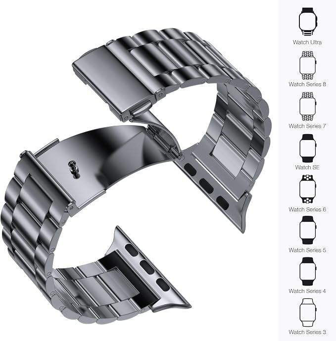 EPULY Metal Band Compatible with Apple Watch Bands for Men 49mm 46mm 45mm 44mm 42mm 41mm 40mm 38mm, Business Stainless Steel Strap for iWatch Bands Series 11 10 9 8 7 6 5 4 3 2 1, SE3 2 1, Ultra3 2 1 | Stainless Steel Strap Suitable for Business Settin...
