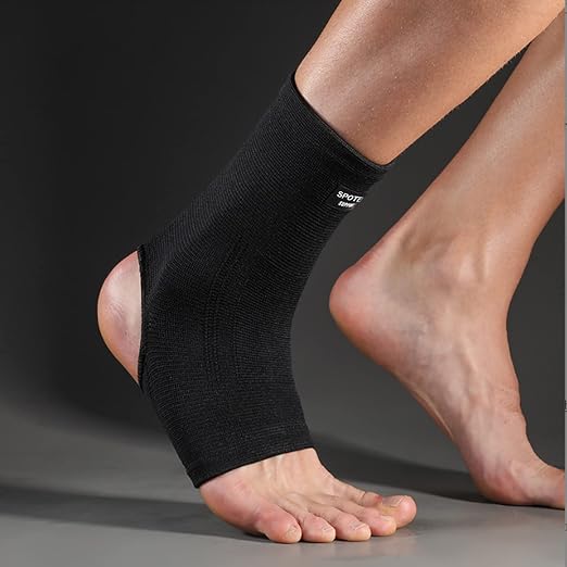 SPOTBRACE Ankle Brace Compression Sleeve, Ankle Support For Women Men 2Pack | Elastic, Open Heel, Black, Breathable, Thin, Soft, Foot Compression Sock Wrap for Swelling, Plantar Fasciitis, Sprain, Size L
