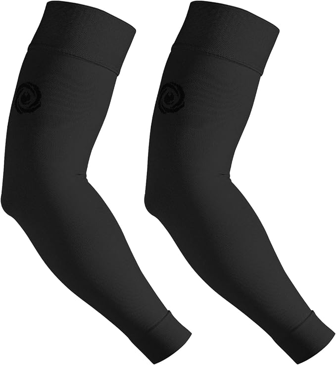 NURCOM Compression Arm Sleeve, 20-30 mmHg, With Silicone, Black XL | For Lymphedema, Lipedema, Pain Relief, Edema, Swelling, Post Surgery Recovery, 2 Pack