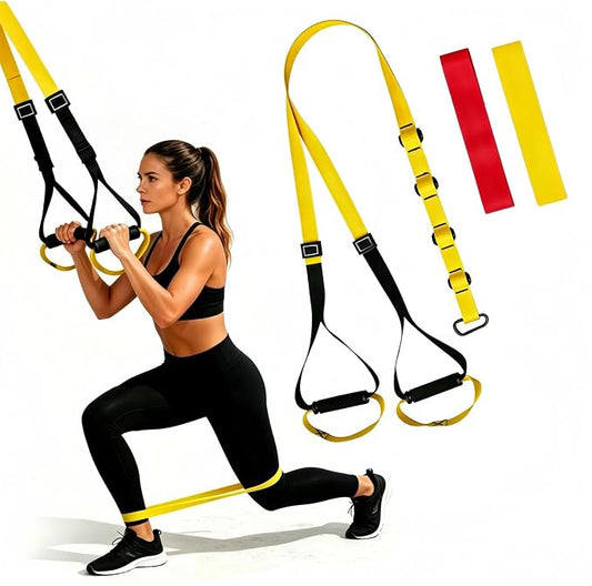 Home Suspension Training Kit for Full Body Workout Equipment | Adjustable Extension Door Anchor, Cary Bag and 2pcs Bands-Strength Training Equipment for Full Body Bodyweight Workouts