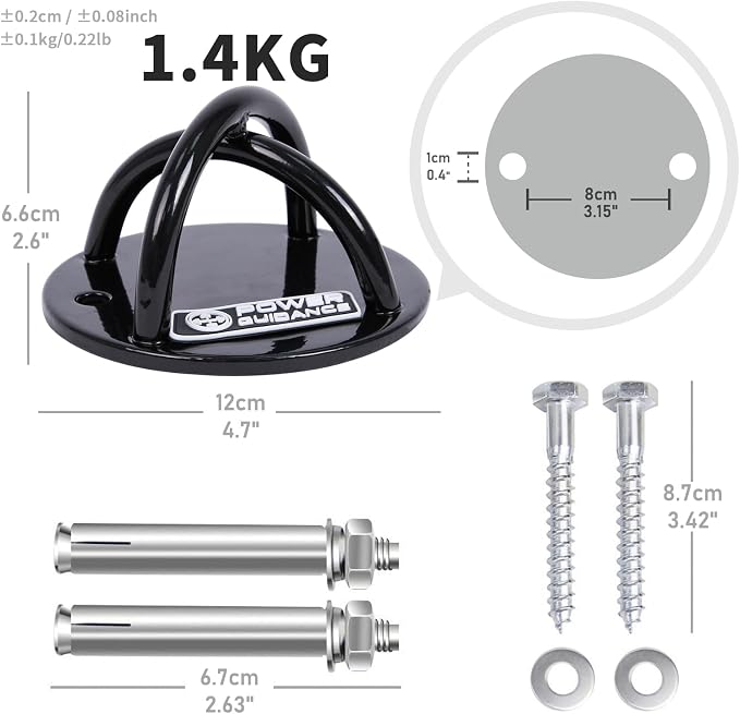 POWER GUIDANCE Wall and Ceiling Mount Bracket for Suspension Straps, Gymnastic Rings, Yoga Swings & Hammock Resistance Band Battle Rope