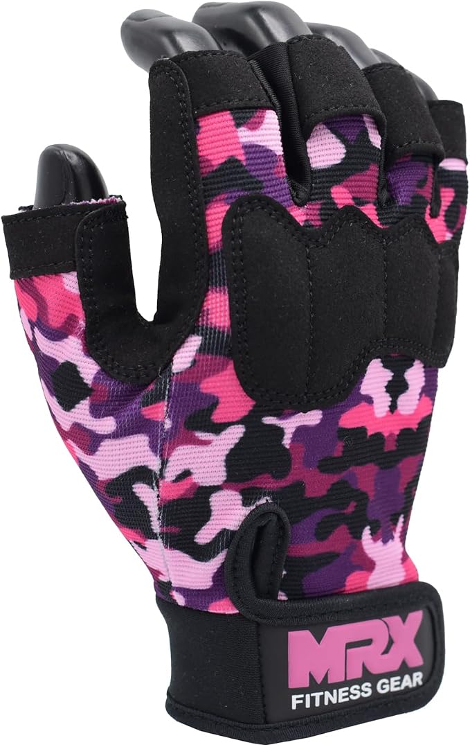 MRX Weightlifting Gloves for Men Workout Gloves Mens Wrist Support Lifting Gloves Male Gym Gloves | Workout Gym Accessories for Men Weight Lifting Fingerless Gym Exercise for Powerlifting