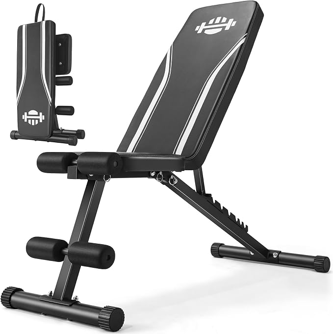 ANCHEER Basic Weight Bench, ASTM-Certified 660 LBS Foldable Workout Bench for Home Gym with 8 Adjustable Backrest Positions, Incline Flat Decline Bench Press for Full Body Strength Training