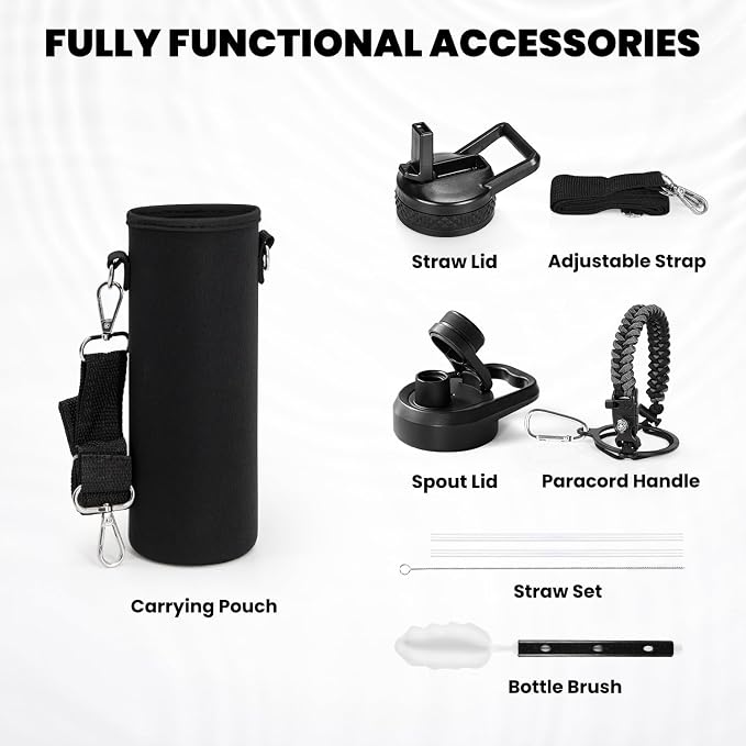 RAYMYLO Insulated Water Bottle 20 oz, Triple Wall Vacuum Stainless Steel | (Cold for 24Hrs, Hot for 12Hrs), Leak Proof & Non-BPA, Modern Water Bottle Jug for School with Straw Spout Lids