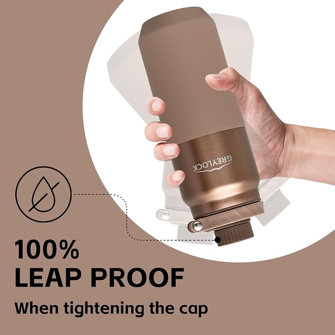Greylock 20 oz Insulated Water Bottle with Straw Lid, Reusable Stainless Steel Sports Water Bottles with Foldable Handle, Leak Proof, Double-Wall Vacuum Insulation, 24 Hours Cold (Sunset Bronze)