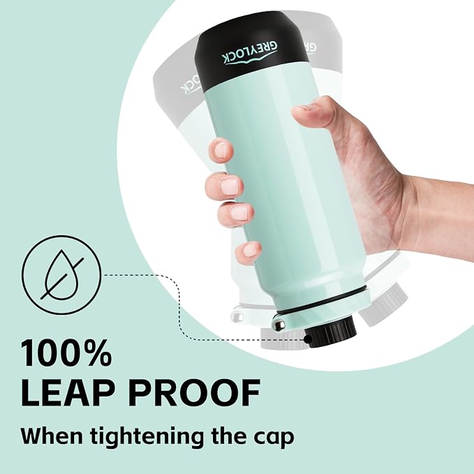 GREYLOCK 32 oz Insulated Water Bottle with Straw Lid, Leakproof Reusable Stainless Steel Vacuum Flask, 24hr Cold & Hot, Carry Handle & Silicone Spout, BPA-Free for Gym, Hiking, Travel,Teal