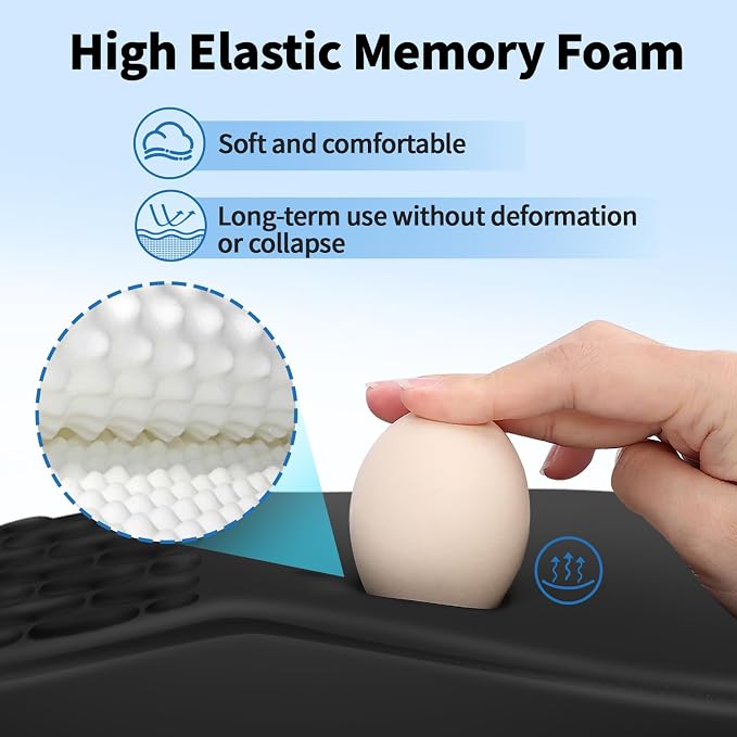 YIWEI Ergonomic Mouse Pad with Wrist Rest for Carpal Tunnel Pain Relief | Memory Foam Wrist Support,Non-Slip Rubber Base, Keyboard Computer Mousepad,Lycra Cloth Surface,Gaming Home Office,Black