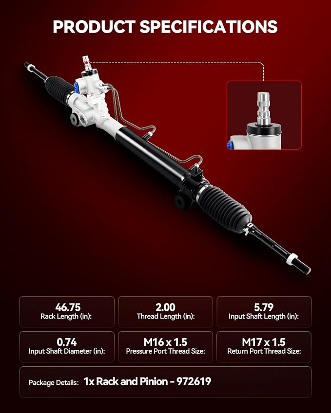Torchbeam Hydraulic Power Steering Rack and Pinion Replacement for Toyota 2004 2005 2006 2007 2008 2009 2010 Sienna All Models Replace# 262619