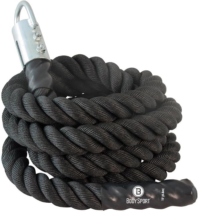 Body Sport Training Rope – Thick Battle Rope for Home or Gym Use, Long Durable Workout Rope – Made with Super-Strong Poly-Twine – Stands Up to Repeated Use Indoors & Outdoors